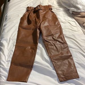 River Island Faux Leather Paperbag Pants